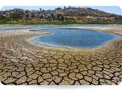This picture shows the ground fractured by the effects of drought and climate change on a lake in Mexico